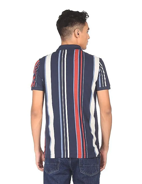 U.S. Polo Assn. Denim Co. Ribbed Collar Striped Polo Shirt