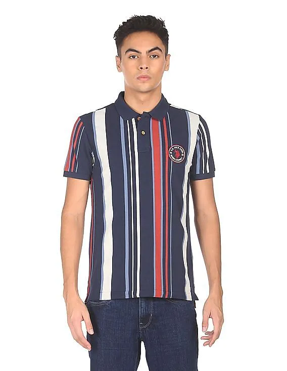 U.S. Polo Assn. Denim Co. Ribbed Collar Striped Polo Shirt