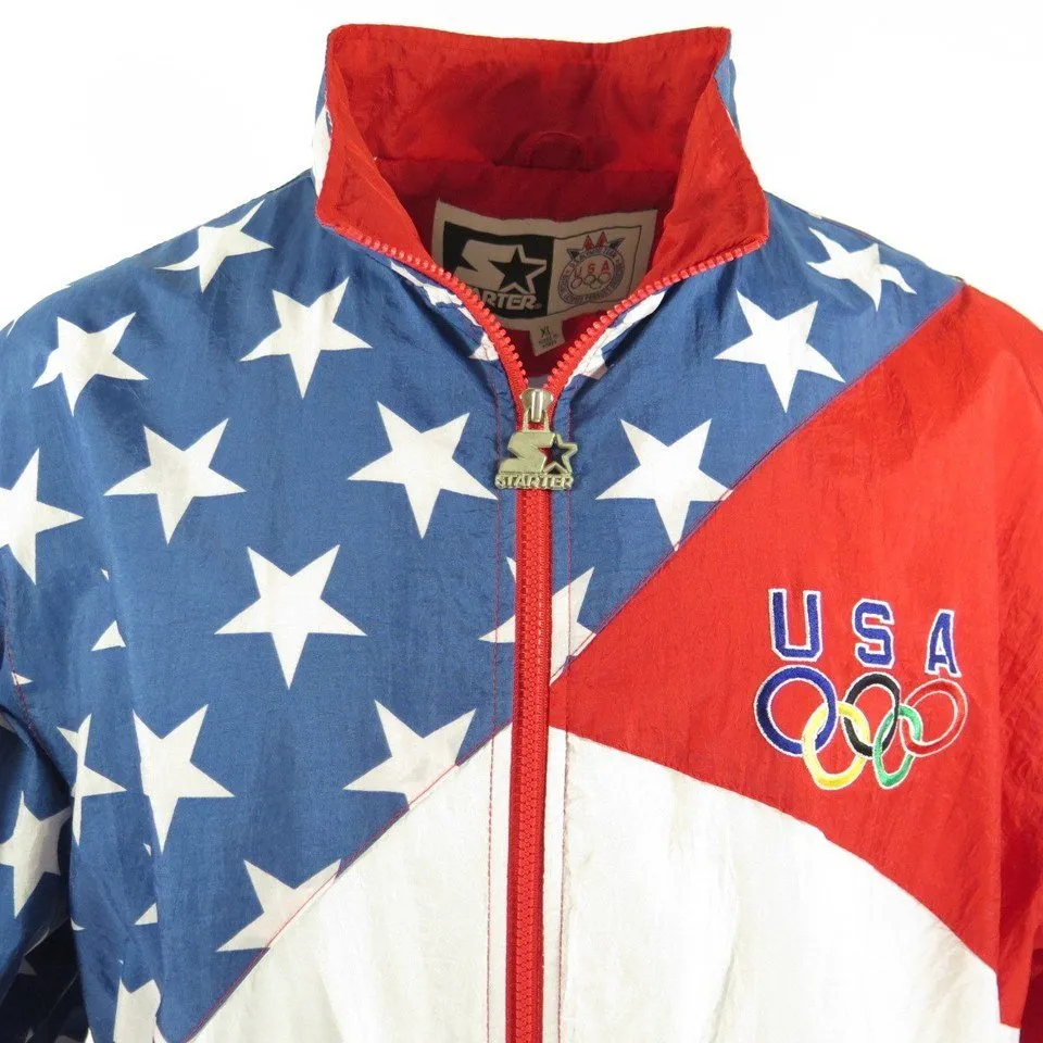 Vintage 90s Starter Team USA Olympics Jacket Mens XL Star Spangled US Flag