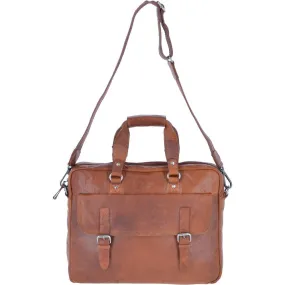 Vintage Tan Large Leather Laptop Bag