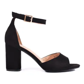 Women's black high-heeled sandals