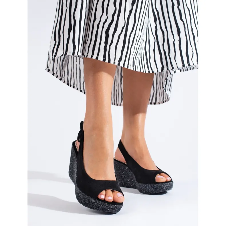 Women's Shelovet black wedge sandals