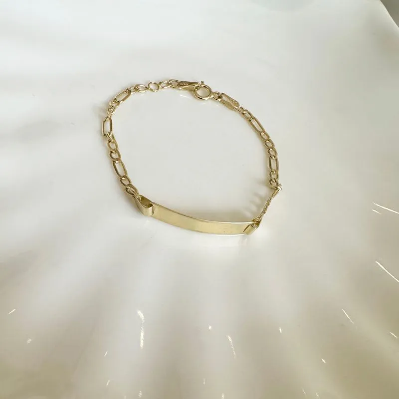 Yellow Gold Bracelet, 14cm, with 2x0.4cm Engraving Plate