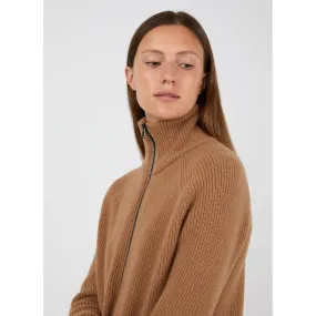 Zip Knit Jacket | Women | Camel